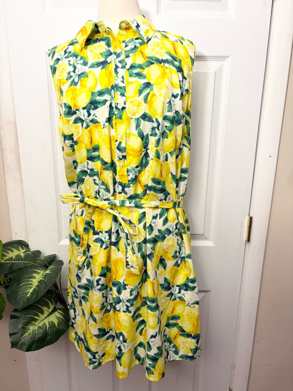 Chloe+Rene Lemon Print Sleeveless Cotton Dress Size 2X - Picture 8 of 8